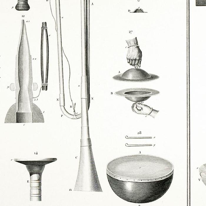 Instruments à vents des Egyptiens. Instruments bruyants et de percussion