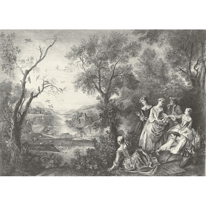 Le printemps ou L’oiseleur - Une estampe d’après Eugène-André Champollion