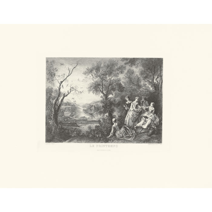 Le printemps ou L’oiseleur - Une estampe d’après Eugène-André Champollion