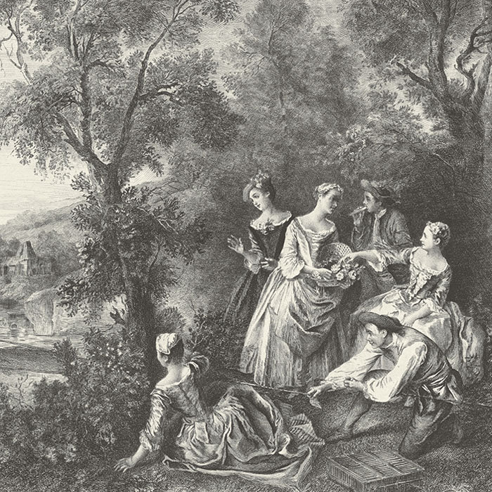 Le printemps ou L’oiseleur - Une estampe d’après Eugène-André Champollion