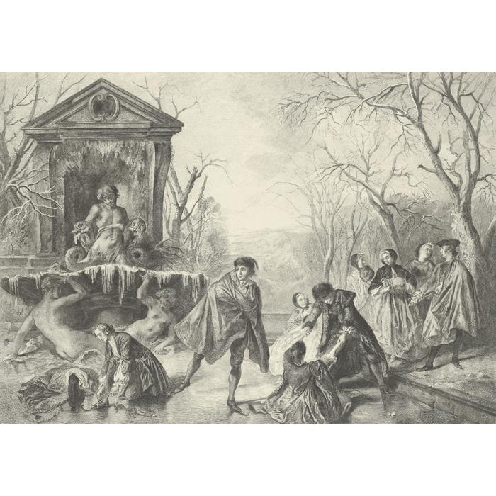 L’Hiver ou les patineurs - Une estampe d’après Eugène-André Champollion