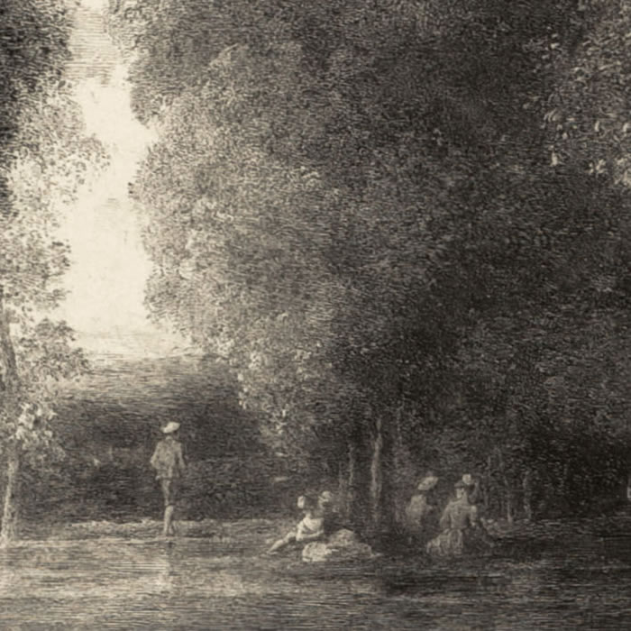 L’Assemblée dans un parc - Une estampe d’après Antoine Watteau