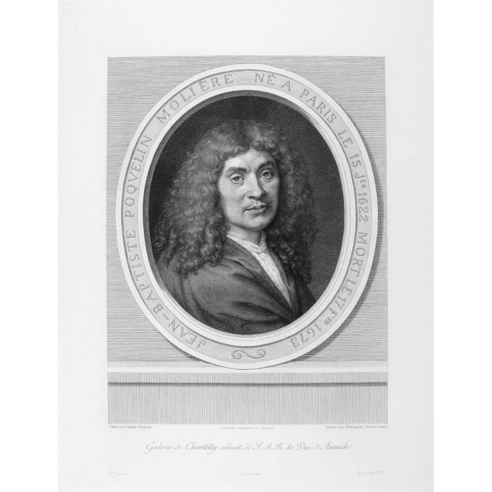 Molière - Une estampe d’après Pierre Mignard