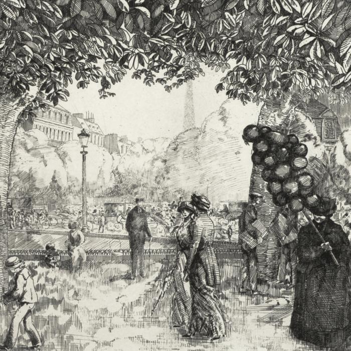 The Champs-Elysées - Une estampe d’après Jean-Emile Laboureur