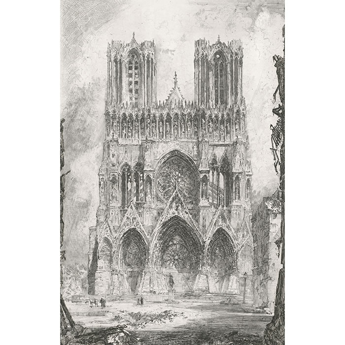 Cathédrale de Reims (façade) - Une estampe d’après Louis Orr