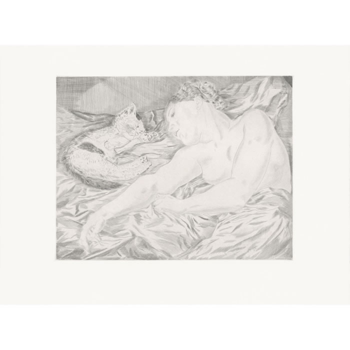 La femme au chat - Une estampe d’après Léonard Foujita
