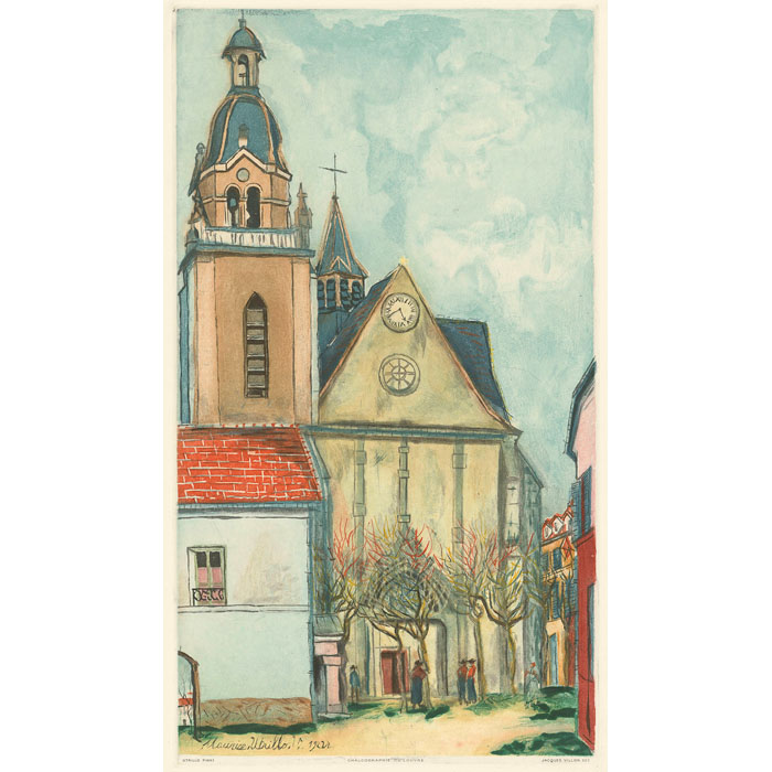 L’église de Limours - Une estampe d’après Maurice Utrillo