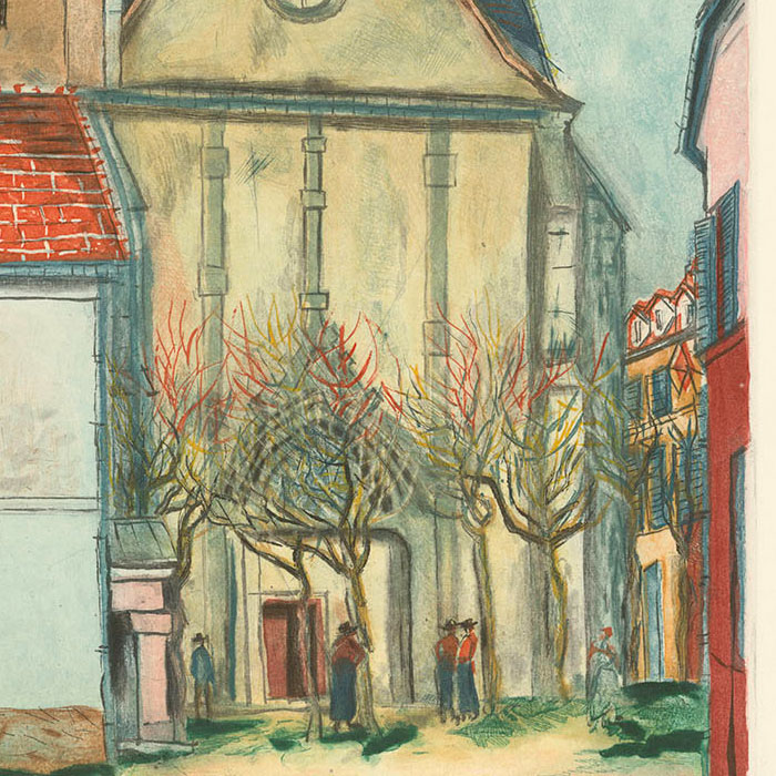 L’église de Limours - Une estampe d’après Maurice Utrillo