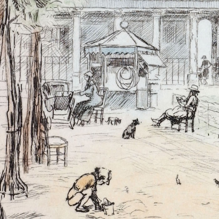 Les jardins du Palais-Royal - Une estampe d’après Eugène Véder