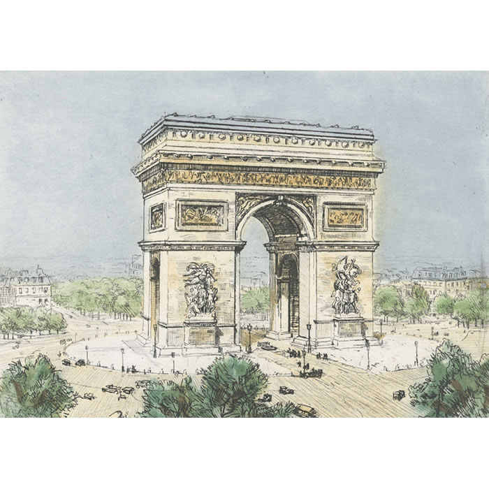 L’arc de triomphe et la place de l’Etoile - Une estampe d’après Eugène Véder