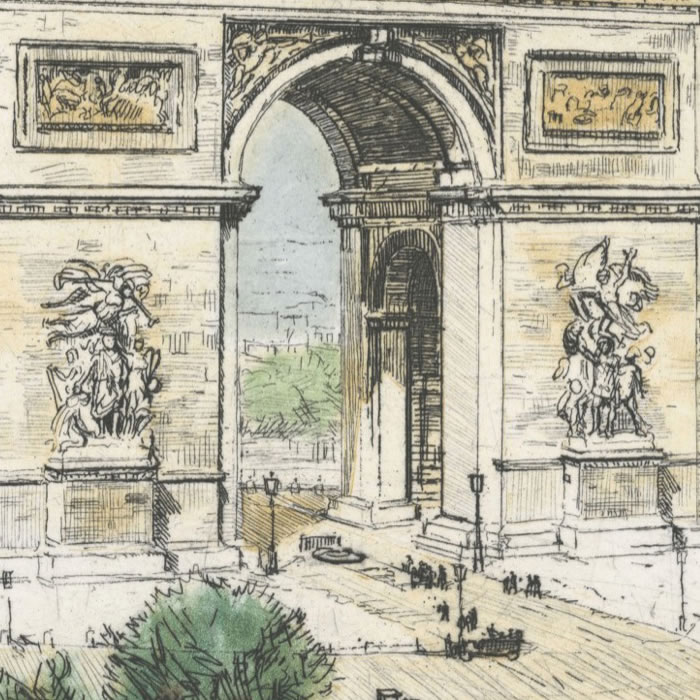 L’arc de triomphe et la place de l’Etoile - Une estampe d’après Eugène Véder