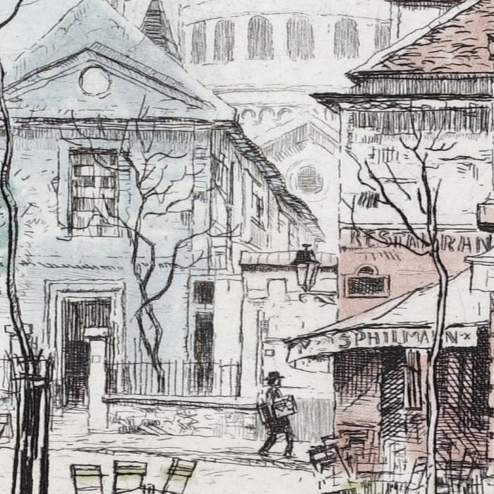 La place du Tertre - Une estampe d’après Eugène Véder