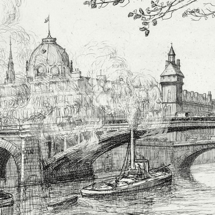 Le pont Notre-Dame à Paris - Une estampe d’après Caroline Armington