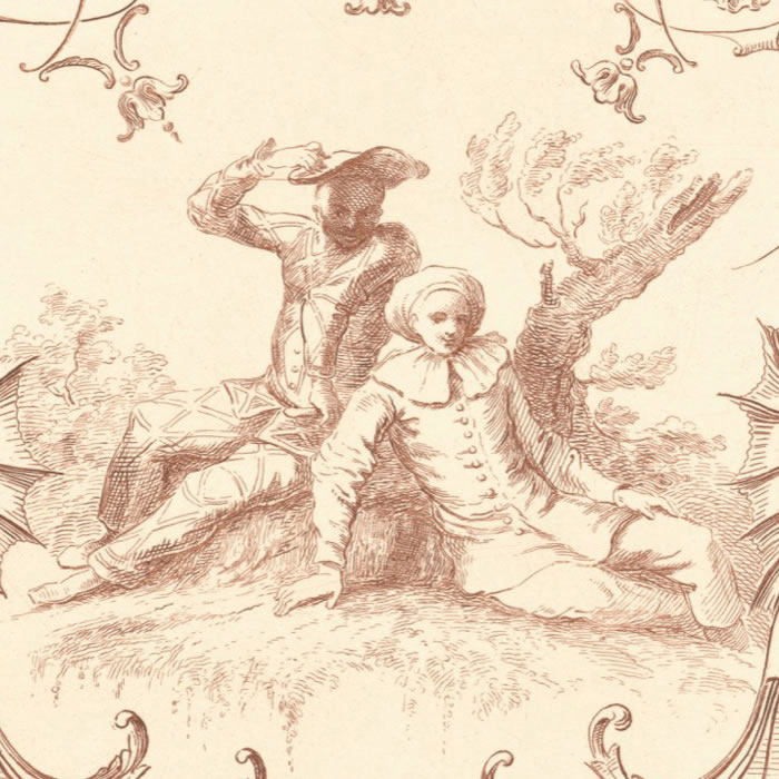 Ecran, époque Louis XV - Une estampe d’après Antoine Watteau