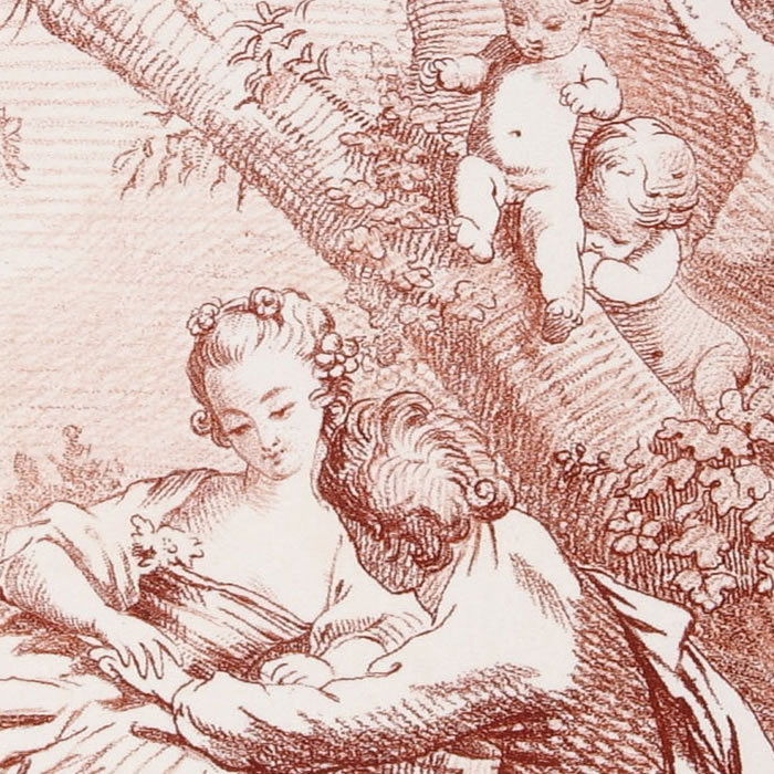 Scène champêtre - Une estampe d’après François Boucher