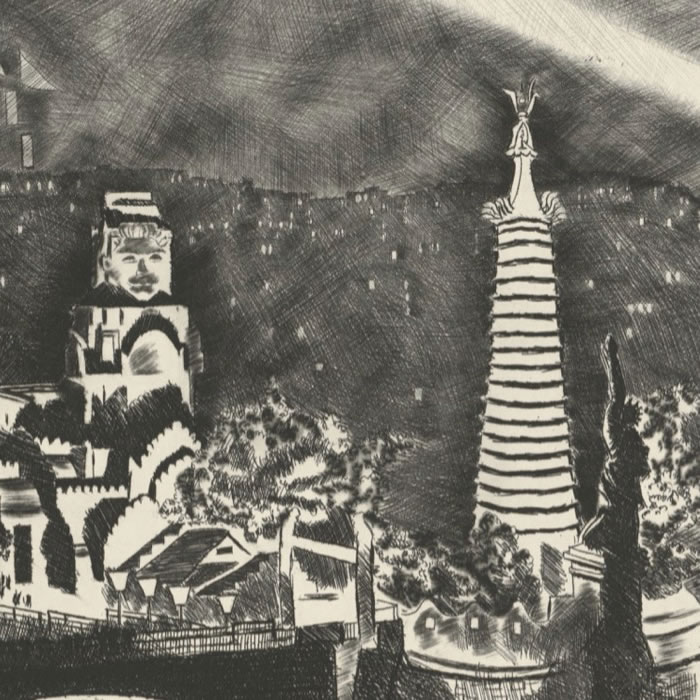 L’Ile aux Cygnes (exposition 1937) - Une estampe d’après André Jacquemin