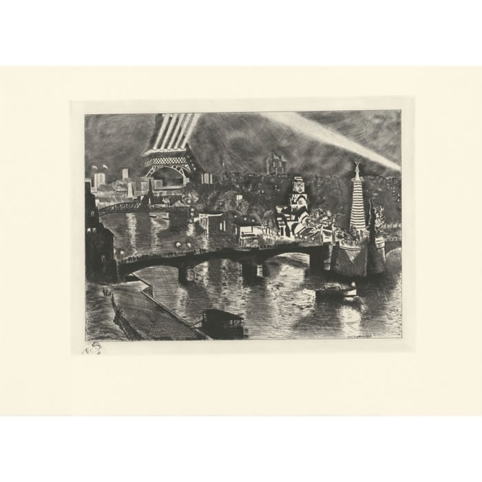 L’Ile aux Cygnes (exposition 1937) - Une estampe d’après André Jacquemin