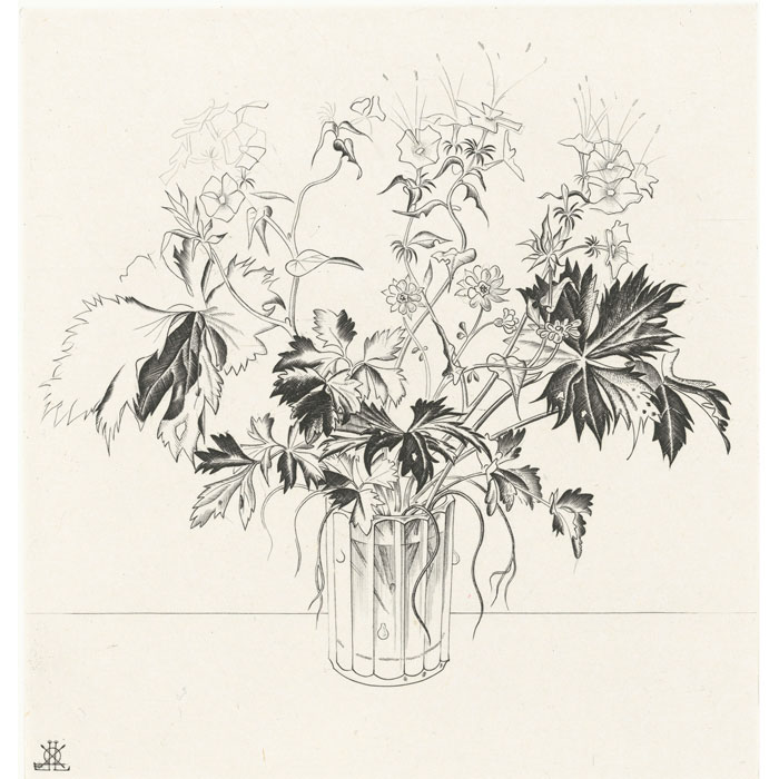 Bouquet dans un verre - Une estampe d’après Michel Béret