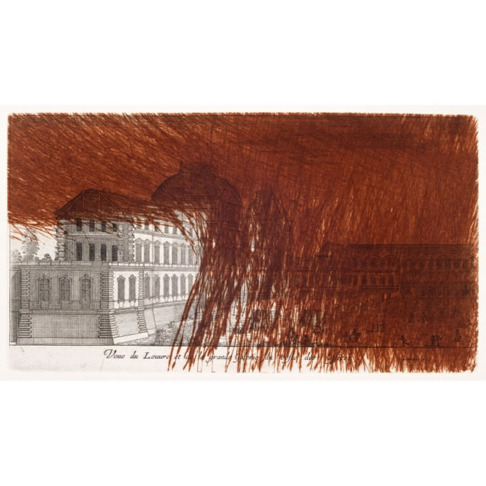 Vue du Louvre et de la Grande Galerie du côté des offices - Une estampe d’après Arnulf Rainer