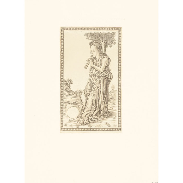 Euterpe, carte 18, décade des Muses et Apollon - Une estampe d’après Andrea Mantegna