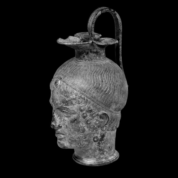 Wine jug in the shape of the head of a young man - Greco-Roman antiquities - Reproduction d’une sculpture du Musée du Louvre, Paris