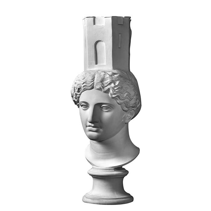 Head of woman with tower, formerly identified as Cybele - Greco-Roman antiquities - Reproduction d’une sculpture de la Bibliothèque nationale de France, Paris