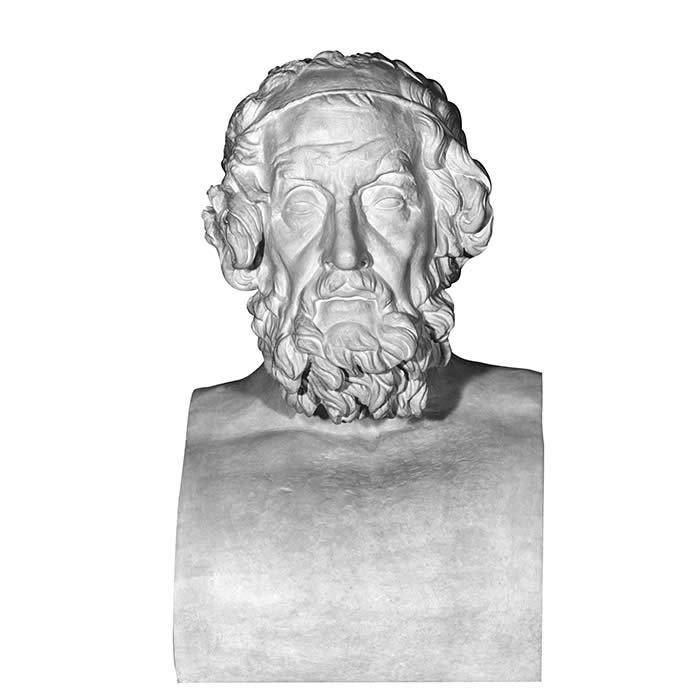 Buste du poète Homère - Antiquités gréco-romaines - Reproduction d’une sculpture du Musée du Louvre, Paris