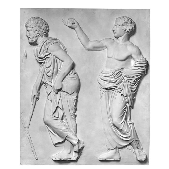 Bas-relief from the Parthenon: Old and young man VI - Greco-Roman antiquities - Reproduction d’une sculpture du British Museum, Londres