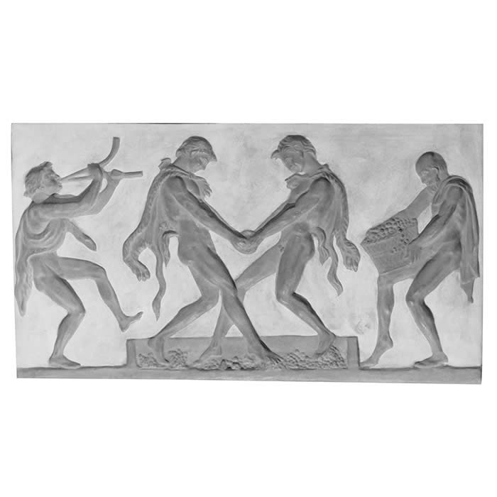 Plaque Campana des faunes foulant le raisin - Antiquités gréco-romaines - Reproduction d’une sculpture du Musée du Louvre, Paris