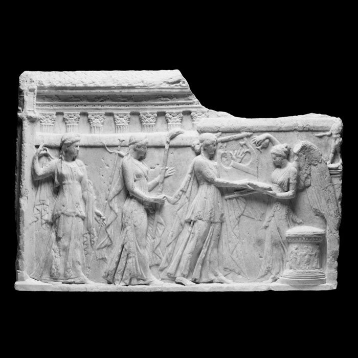 Drinking scene - Greco-Roman antiquities - Reproduction d’une sculpture du Musée du Louvre, Paris