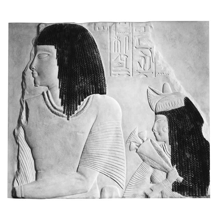Bas-relief of the parents of Imeneminet - Egyptian antiquities - Reproduction d’une sculpture du Musée du Louvre, Paris