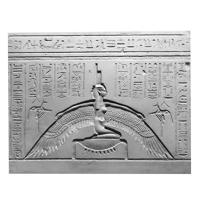 Fragment du sarcophage de Djedhor: Isis - Antiquités égyptiennes - Reproduction d’une sculpture du Musée du Louvre, Paris