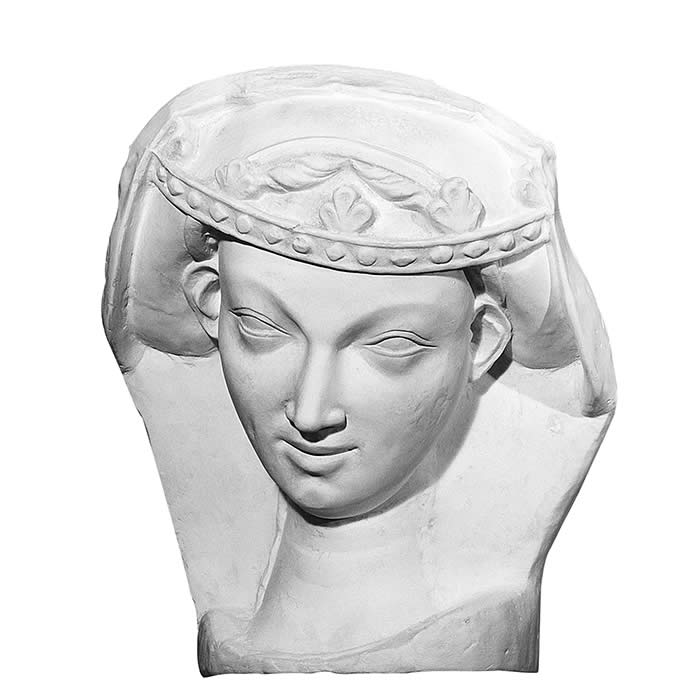 Tête d’une Vierge folle de Strasbourg - Moyen Âge - Reproduction d’une sculpture de la Cathédrale Notre-Dame, Strasbourg