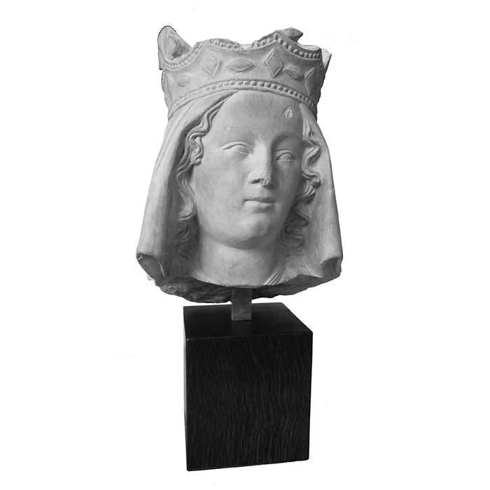 Tête de la Vierge couronnée de Saint Leu - Moyen Âge - Reproduction d’une sculpture du Musée du Louvre, Paris