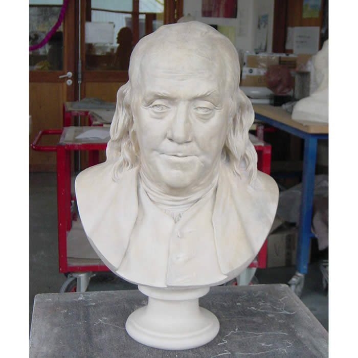 Buste de Benjamin Franklin - Reproduction d’une sculpture du Musée du Louvre, Paris