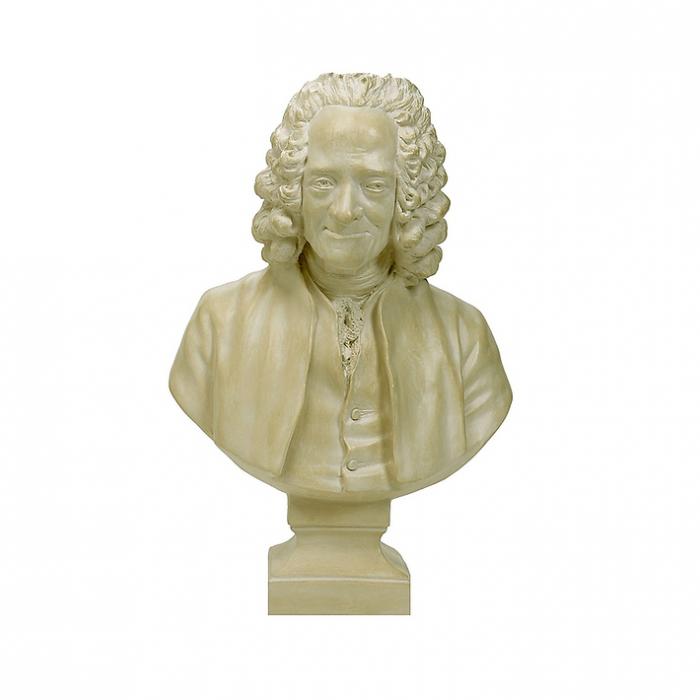 Buste de Voltaire vêtu à la française - Reproduction d’une sculpture du Musée du Louvre, Paris