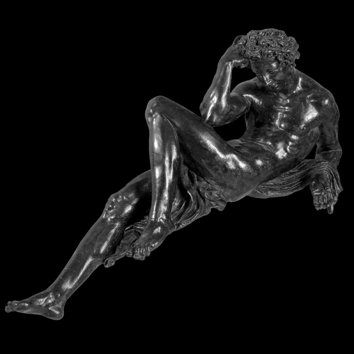 Nude genius half-reclining - front left side - Renaissance - Reproduction d’une sculpture du Musée du Louvre, Paris
