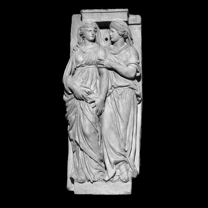 Étude de deux cariatides enlacées - Reproduction d’une sculpture du Musée du Louvre, Paris