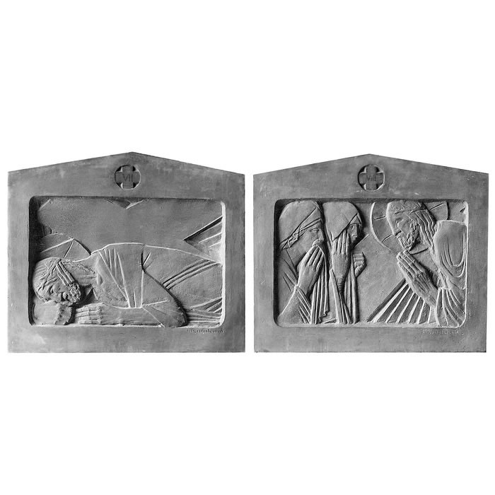 Ensemble du chemin de croix, quatorze stations - Reproduction d’une sculpture du Musée Bouchard, Paris