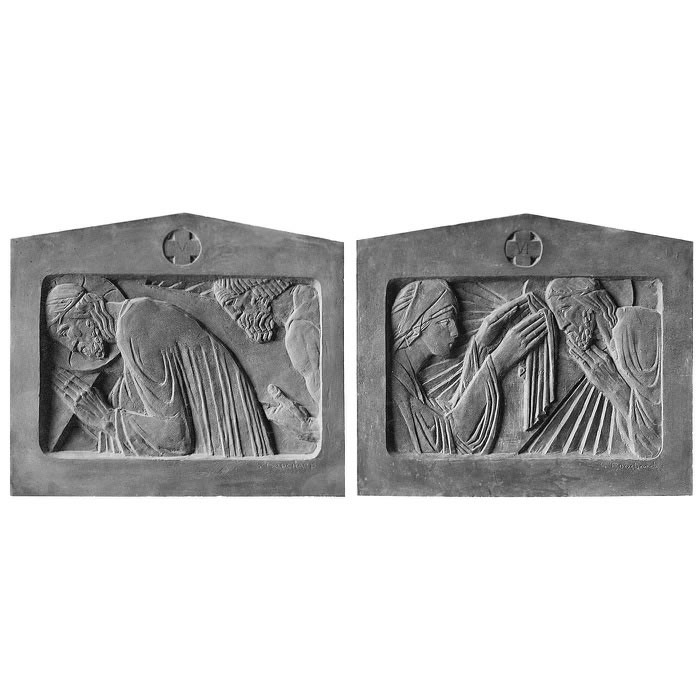Ensemble du chemin de croix, quatorze stations - Reproduction d’une sculpture du Musée Bouchard, Paris