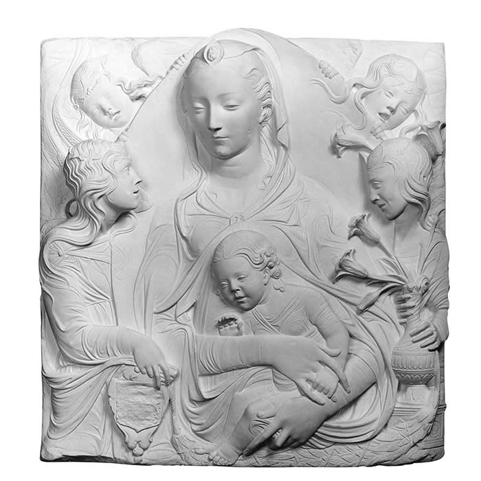 Vierge entourée par quatre anges : Madone d’Auvilliers - Renaissance - Reproduction d’une sculpture du Musée du Louvre, Paris
