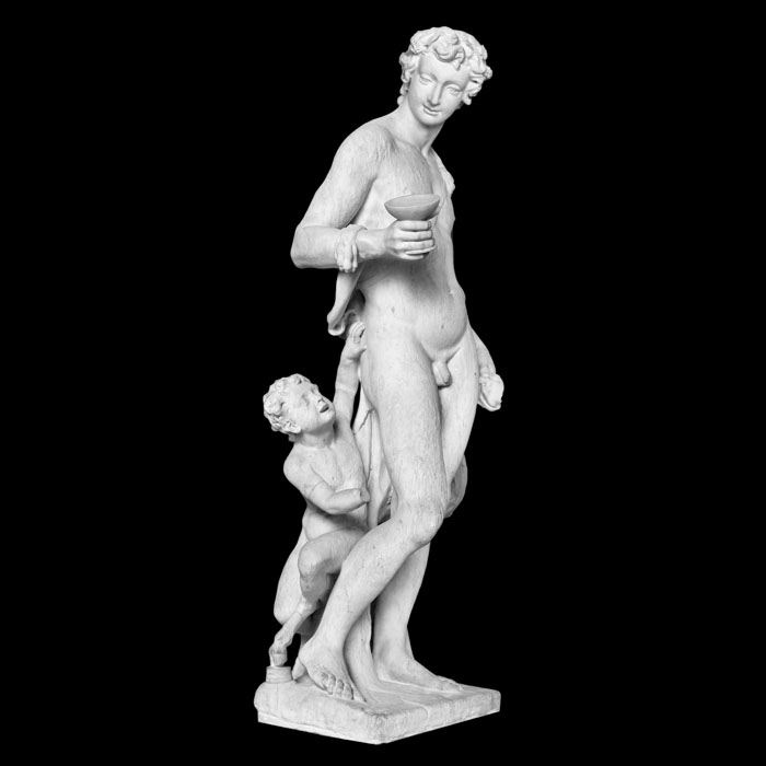 Bacchus et jeune satyre - Renaissance - Reproduction d’une sculpture du Musée du Louvre, Paris