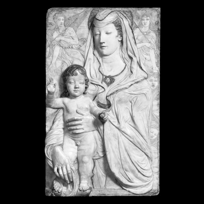 Bas-relief de la Vierge et l’enfant entourés d’anges - Renaissance - Reproduction d’une sculpture du Musée du Louvre, Paris