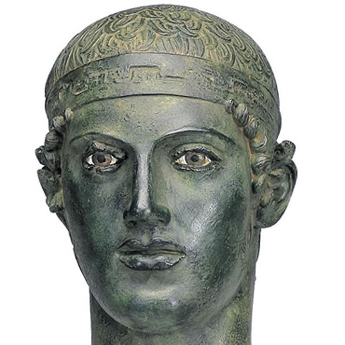 Tête de l’Aurige de Delphes - Antiquités gréco-romaines - Reproduction d’une sculpture du Musée Archéologique, Delphes