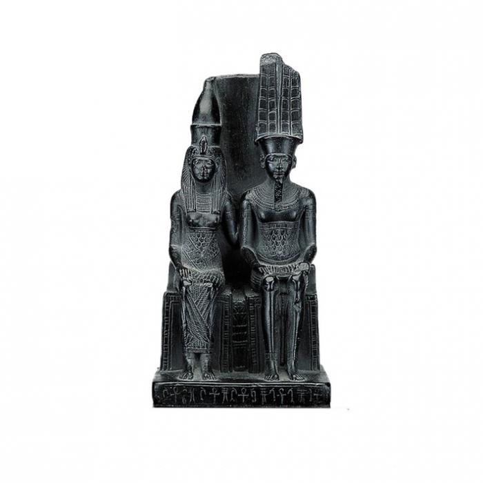 Dieux de Thèbes : Amon et Mout - Antiquités égyptiennes - Reproduction d’une sculpture du Musée du Louvre, Paris