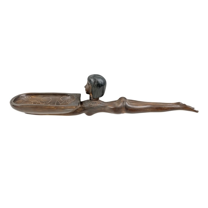 Cuillère à fard en forme de jeune fille nageant - Antiquités égyptiennes - Reproduction d’une sculpture du Musée du Louvre, Paris