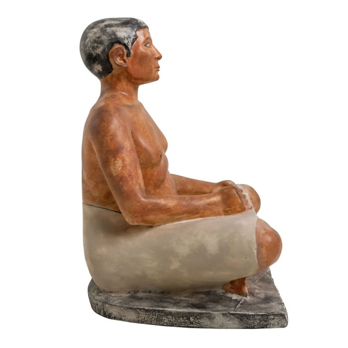 Scribe de Saqqara dit accroupi, réduction de 23,5 cm - Antiquités égyptiennes - Reproduction d’une sculpture du Musée du Louvre, Paris