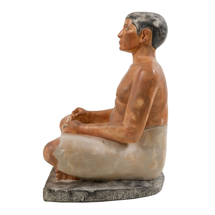 Scribe de Saqqara dit accroupi, réduction de 23,5 cm - Antiquités égyptiennes - Reproduction d’une sculpture du Musée du Louvre, Paris
